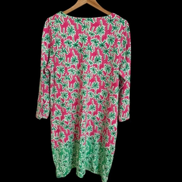 NWT Crown & Ivy Size XL V Neck Garden Party Palm Tree Knit Dress Pink Green New - Picture 2 of 5